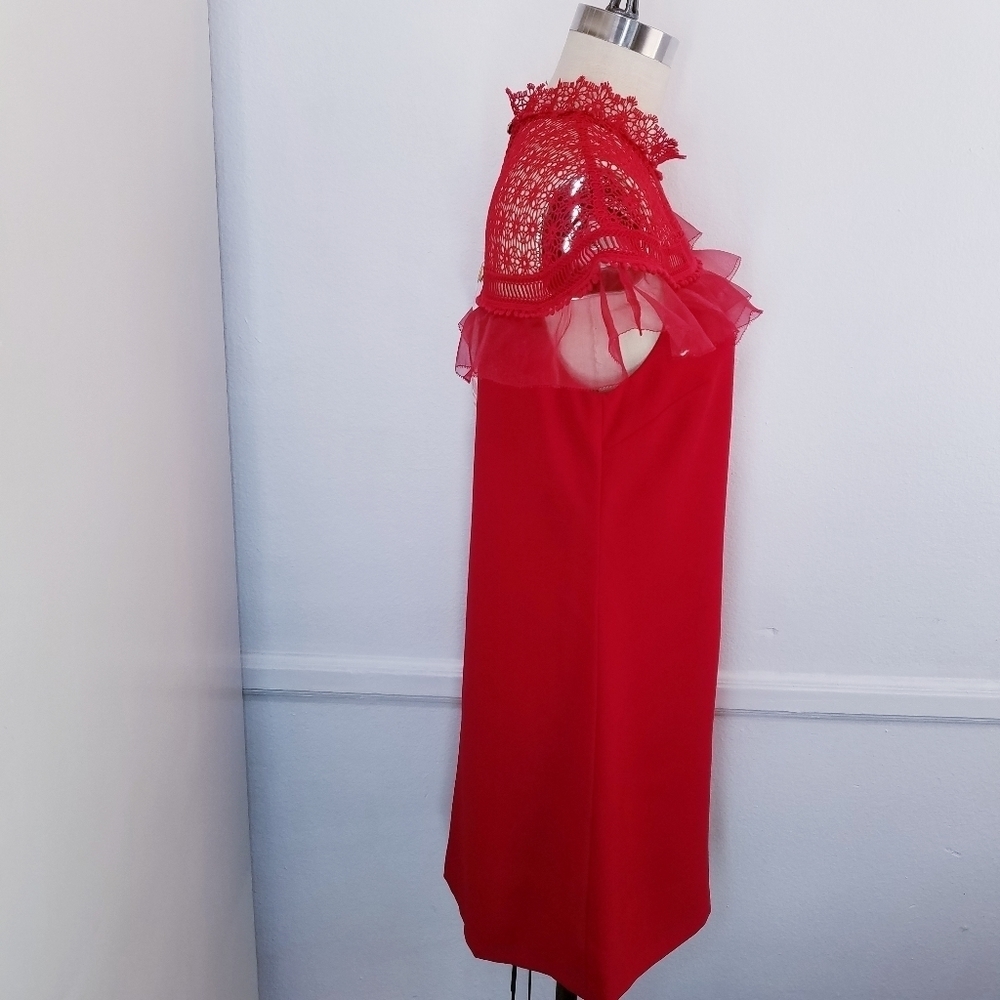 🌸 NEW Ted Baker |Red Ruffle Shift Dress 6 - Picture 13 of 16